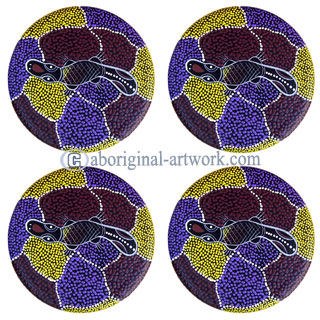Aboriginal Wooden Coaster Set Of 4