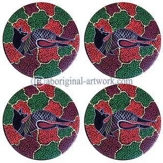 Aboriginal Wooden Coaster Set Of 4
