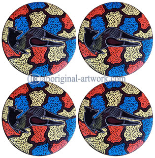 Aboriginal Wooden Coaster Set Of 4