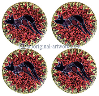 Aboriginal Wooden Coaster Set Of 4