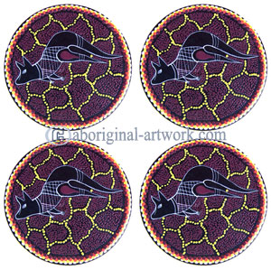 Aboriginal Wooden Coaster Set Of 4
