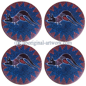 Aboriginal Wooden Coaster Set Of 4