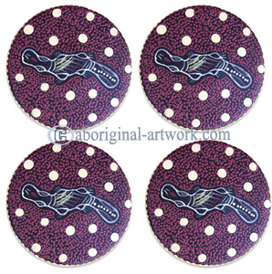 Aboriginal Wooden Coaster Set Of 4
