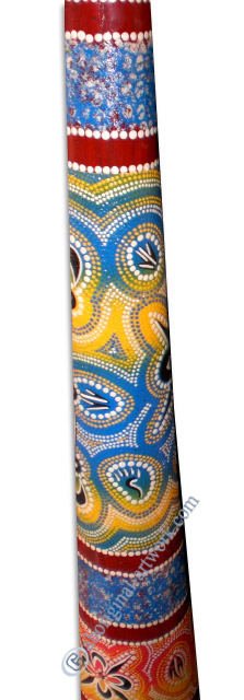 Aboriginal Dot Art Didgeridoo, Handmade From Teak Wood
