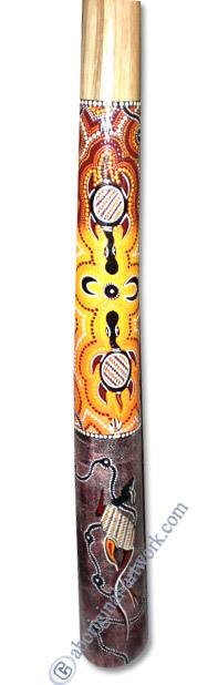 Aboriginal Dot Art Didgeridoo, Handmade From Teak Wood