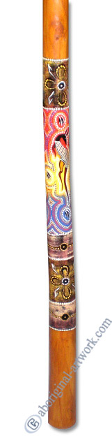 Aboriginal Dot Art Didgeridoo, Handmade From Teak Wood
