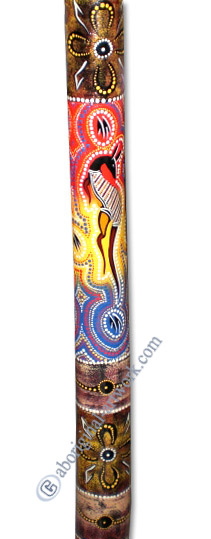 Aboriginal Dot Art Didgeridoo, Handmade From Teak Wood