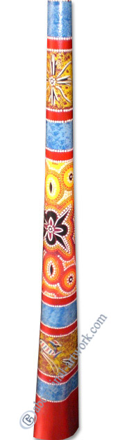 Aboriginal Dot Art Didgeridoo, Handmade From Teak Wood