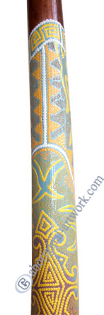 Aboriginal Dot Art Didgeridoo, Handmade From Teak Wood