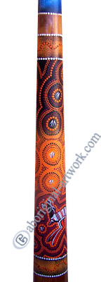Aboriginal Dot Art Didgeridoo, Handmade From Teak Wood