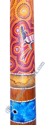 Aboriginal Dot Art Didgeridoo, Handmade From Teak Wood