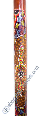 Aboriginal Dot Art Didgeridoo, Handmade From Teak Wood