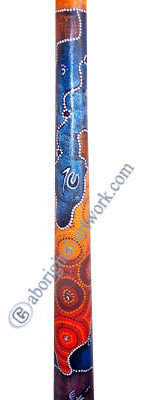Aboriginal Dot Art Didgeridoo, Handmade From Teak Wood