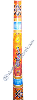 Aboriginal Dot Art Didgeridoo, Handmade From Teak Wood