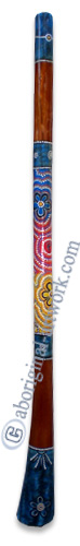 Aboriginal Dot Art Didgeridoo, Handmade From Teak Wood