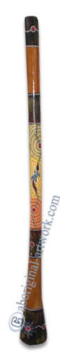 Aboriginal Dot Art Didgeridoo, Handmade From Teak Wood