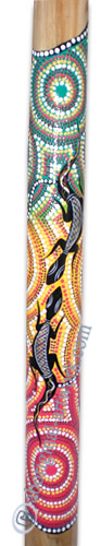 Aboriginal Dot Art Didgeridoo, Handmade From Teak Wood