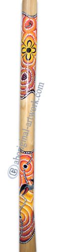 Aboriginal Dot Art Didgeridoo, Handmade From Teak Wood