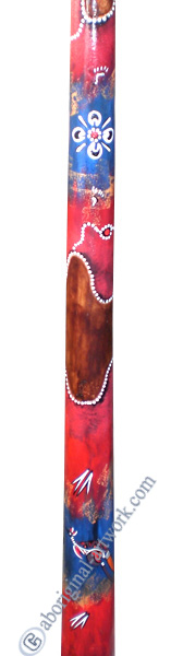 Aboriginal Dot Art Didgeridoo, Handmade From Teak Wood