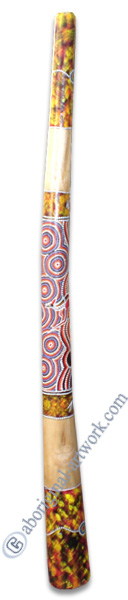 Aboriginal Dot Art Didgeridoo, Handmade From Teak Wood