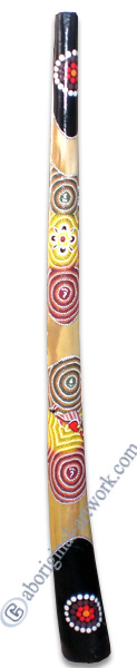Aboriginal Dot Art Didgeridoo, Handmade From Teak Wood