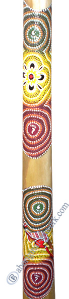 Aboriginal Dot Art Didgeridoo, Handmade From Teak Wood