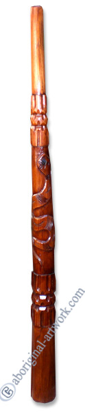 Aboriginal Carved Didgeridoo, Handmade From Teak Wood 