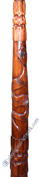 Aboriginal Carved Didgeridoo, Handmade From Teak Wood 