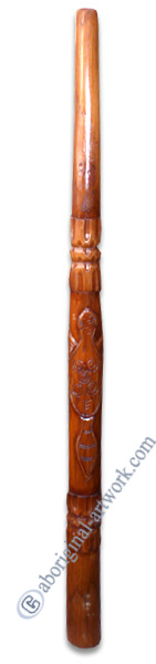 Aboriginal Carved Didgeridoo, Handmade From Teak Wood
