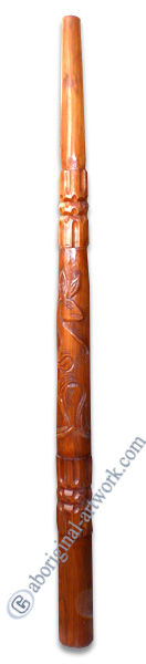 Aboriginal Carved Didgeridoo, Handmade From Teak Wood
