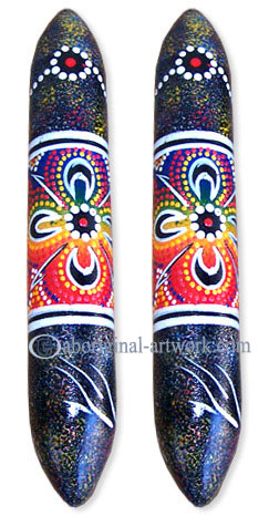 Aboriginal Dot Art Wooden Clap Stick Or Music Stick