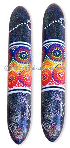Aboriginal Dot Art Wooden Clap Stick Or Music Stick