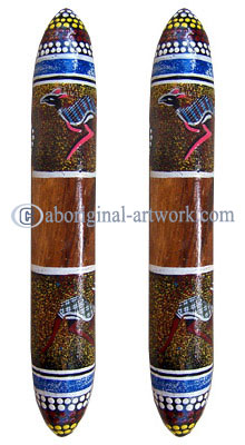 Aboriginal Dot Art Wooden Clap Stick Or Music Stick