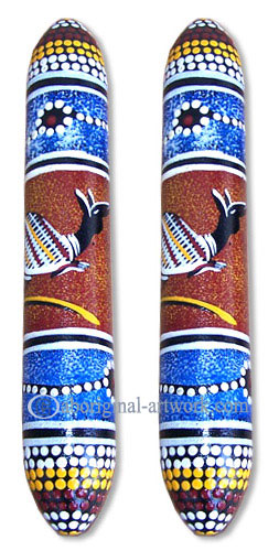 Aboriginal Dot Art Wooden Clap Stick Or Music Stick