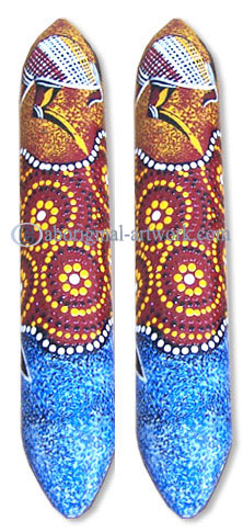 Aboriginal Dot Art Wooden Clap Stick Or Music Stick