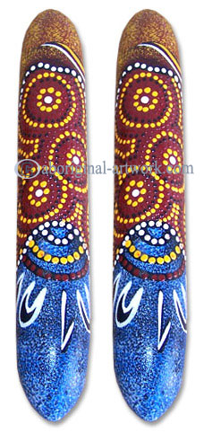 Aboriginal Dot Art Wooden Clap Stick Or Music Stick