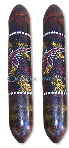 Aboriginal Dot Art Wooden Clap Stick Or Music Stick