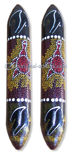 Aboriginal Dot Art Wooden Clap Stick Or Music Stick