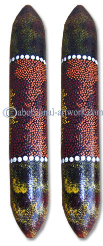 Aboriginal Dot Art Wooden Clap Stick Or Music Stick