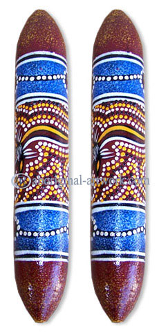 Aboriginal Dot Art Wooden Clap Stick Or Music Stick