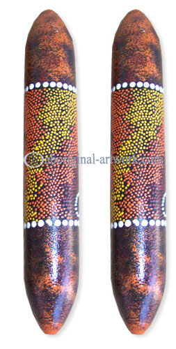 Aboriginal Dot Art Wooden Clap Stick Or Music Stick
