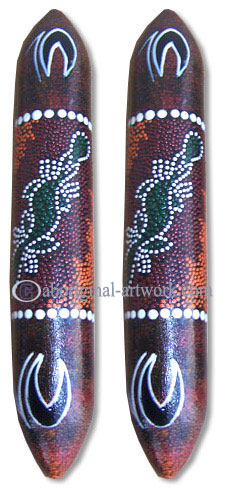 Aboriginal Dot Art Wooden Clap Stick Or Music Stick