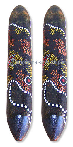 Aboriginal Dot Art Wooden Clap Stick Or Music Stick