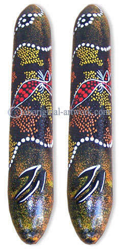 Aboriginal Dot Art Wooden Clap Stick Or Music Stick