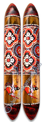 Aboriginal Dot Art Wooden Clap Stick Or Music Stick