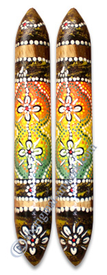 Aboriginal Dot Art Wooden Clap Stick Or Music Stick