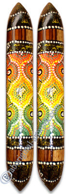 Aboriginal Dot Art Wooden Clap Stick Or Music Stick