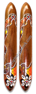 Aboriginal Dot Art Wooden Clap Stick Or Music Stick