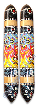 Aboriginal Dot Art Wooden Clap Stick Or Music Stick