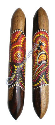 Aboriginal Dot Art Wooden Clap Stick Or Music Stick